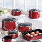 Preview: Riess Kasserolle mit Glasdeckel, Nouvelle Rosso Extra Stark